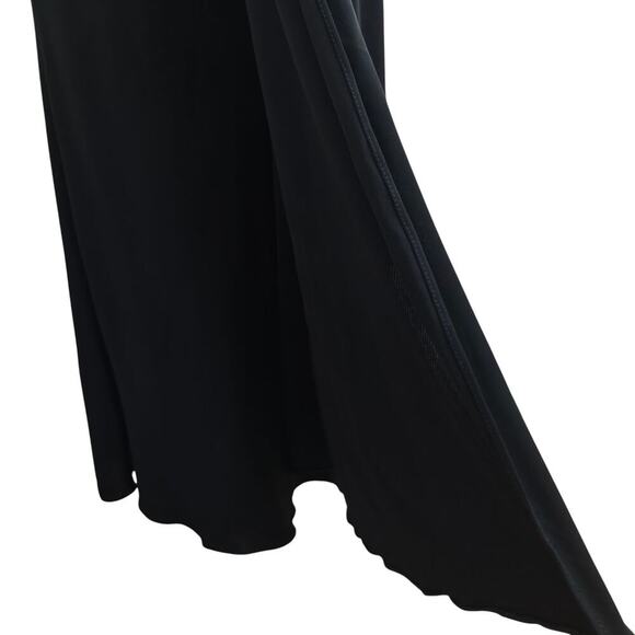 Badgley Mischka Evening Gown Dress Sz 4 Black Stretch Ruched Drape Train Wedding - Picture 8 of 11